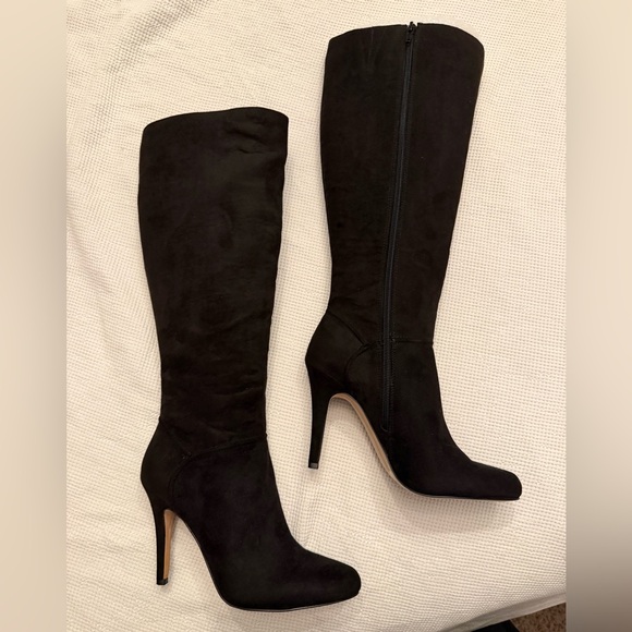 Elegant Black Knee-High Women's Boots suede feel - Picture 3 of 3